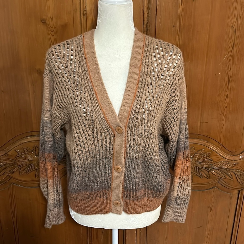 Jonathan Simkhai Loose Weave Alpaca Blend Cardifan Sweater  Small